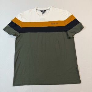 Ben Sherman Colorblock Tee - White, Gold, Black, Green